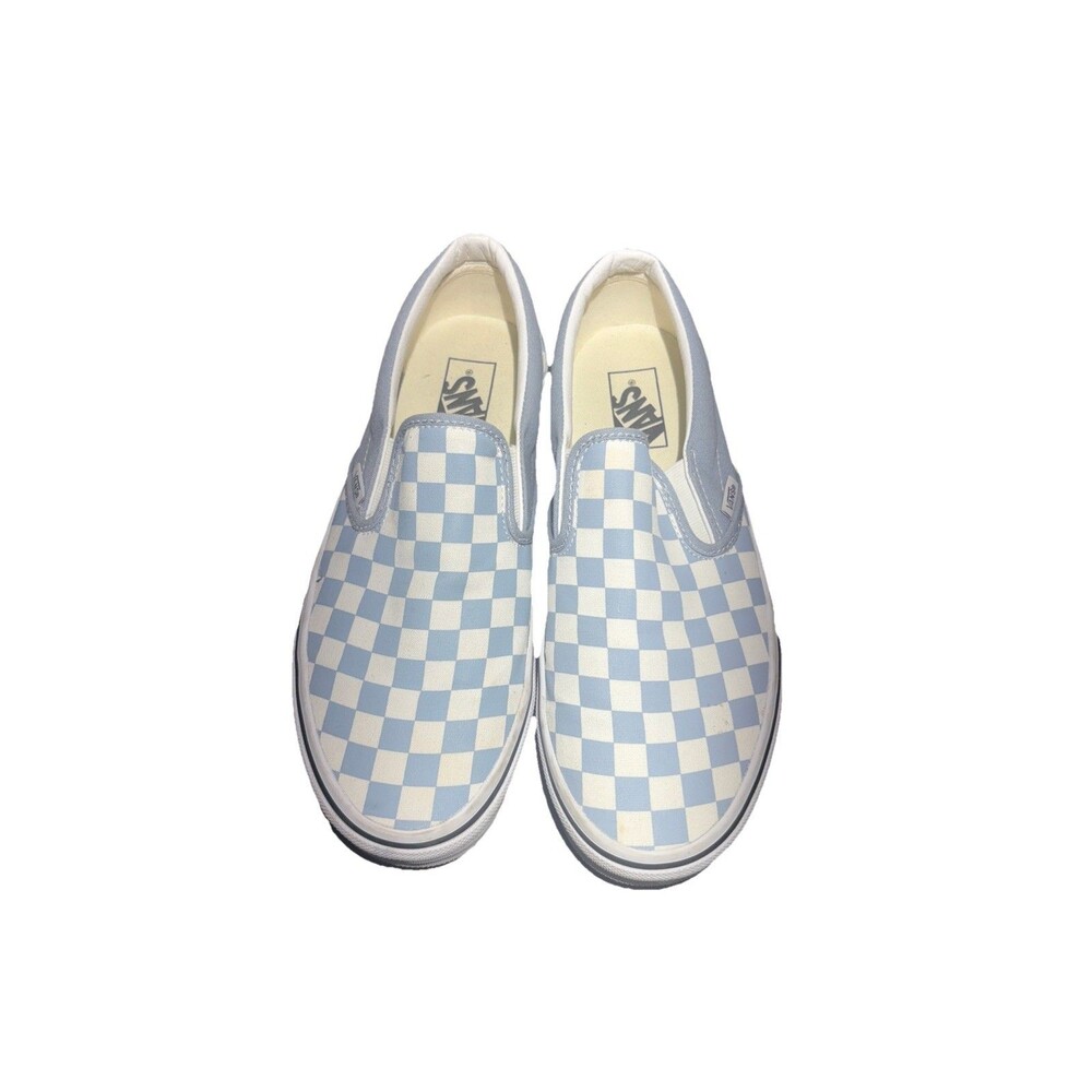 Vans slip on US women size 10 men’s size 8 1/2 light blue checkered